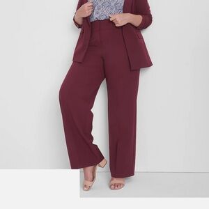 Lane Bryant Maroon Signature Fit High Rise Perfect Drape Wide Leg Pant size 22